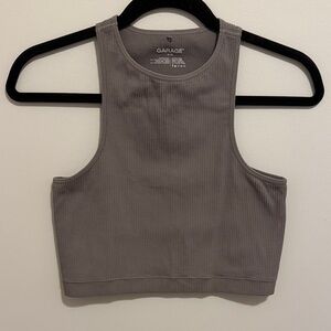 Garage Charcoal Ribbed Crop Top